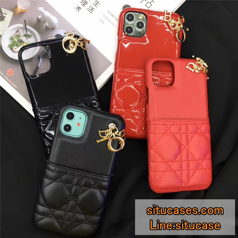 Dior アイフォン15/15promax ケース おしゃれ 芸能人 ディオール レザー iPhone14/13 ケース 背面ポケット 大人
