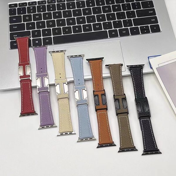 hermesアップル ウォッチ バンド エルメスコピー apple watch ライチレザーバンド マグネット ブランドパロディ magnet アップルウオッチバンド メンズ black