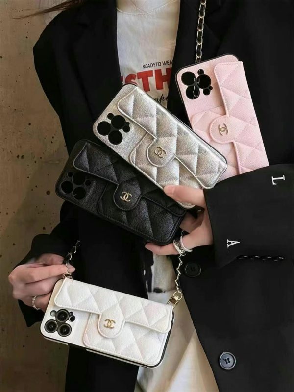 シャネル iphone16/16pro ケース ショルダー チェーン chanel スマホケース コピー スマホ ショルダー ブランド レディース iphone15/14/13ケース 斜めがけ ブランド カード入れ