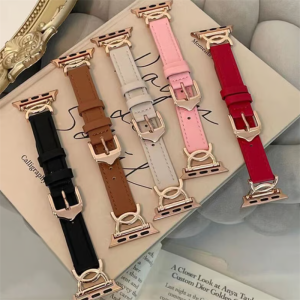 Alternative view of 交換バンド アップルウオッチ ベルド apple watch 革 バンド シャネル風 女性 ピンク 黒 アップル ウォッチ バンド appleウオッチ バンドおしゃれ