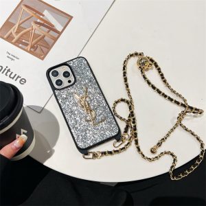 Alternative view of サンローラン スマホケース キラキラ ysl iphone17/16proケース スマホショルダー かわいい iphone15/14plus ケース ブランド レディース iphone13/12ケース 肩掛け チェーン 付き