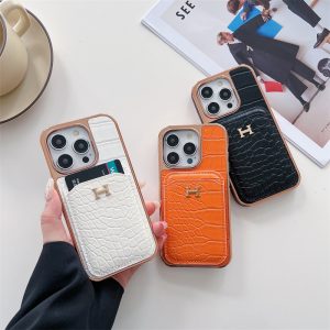 Alternative view of iphone17/16proケース エルメス iphone16promaxケース ハイブランド iphone15/14 ケース カード 収納 iphone ケース 人気 ブランド 女性 40 代 スマホケース レザー ワニ柄