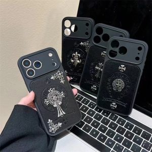クロム ハーツ スマホケース 17/17pro chrome hearts iphoneケース 黒 iphone16/16promax ケース ストリート ブランド スマホケース 人気 高校生 男子 iphone15/14ケース ブランド メンズ